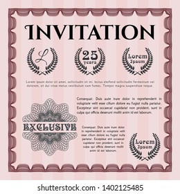 Red Vintage invitation. With background. Vector illustration. Money style design. 