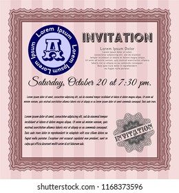 Red Vintage invitation. Beauty design. Vector illustration. Printer friendly. 
