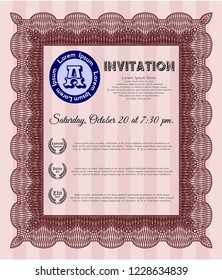 Red Vintage invitation. Beauty design. Customizable, Easy to edit and change colors. With complex background. 