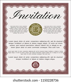 Red Vintage invitation. Complex background. Vector illustration. Superior design. 