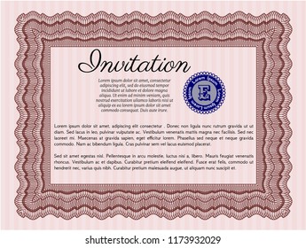 Red Vintage invitation. With complex background. Detailed. Beauty design. 