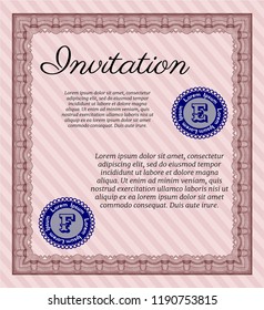 Red Vintage invitation. Complex background. Money design. Detailed. 