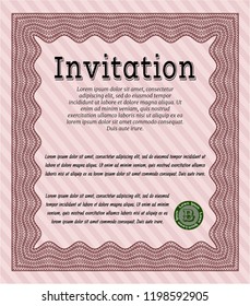 Red Vintage invitation. With complex background. Customizable, Easy to edit and change colors. Excellent design. 