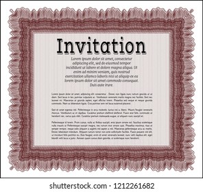 Red Vintage invitation. With complex background. Vector illustration. Money Pattern design. 