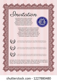 Red Vintage invitation. With complex background. Cordial design. Customizable, Easy to edit and change colors. 