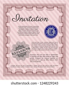 Red Vintage invitation. Complex background. Detailed. Modern design. 