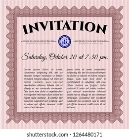 Red Vintage invitation. Complex background. Retro design. Vector illustration. 