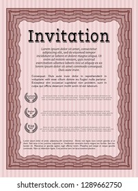 Red Vintage invitation. Complex background. Vector illustration. Good design. 