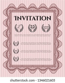 Red Vintage invitation. Complex background. Money Pattern. Customizable, Easy to edit and change colors. 