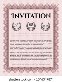 Red Vintage invitation. Complex background. Retro design. Customizable, Easy to edit and change colors. 