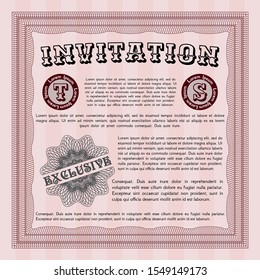 Red Vintage invitation. Complex background. Customizable, Easy to edit and change colors. Money Pattern. 