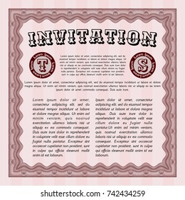 Red Vintage invitation. Complex background. Good design. Customizable, Easy to edit and change colors. 