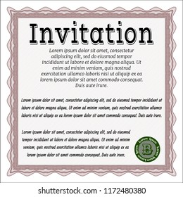 Red Vintage invitation. With complex linear background. Customizable, Easy to edit and change colors. Nice design. 