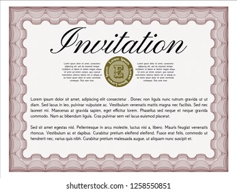 Red Vintage invitation. With complex linear background. Money style design. Customizable, Easy to edit and change colors. 