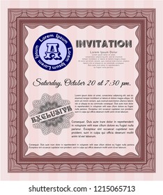 Red Vintage invitation. Cordial design. Printer friendly. Customizable, Easy to edit and change colors. 