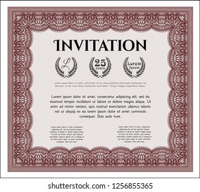 Red Vintage invitation. Customizable, Easy to edit and change colors. Printer friendly. Modern design. 