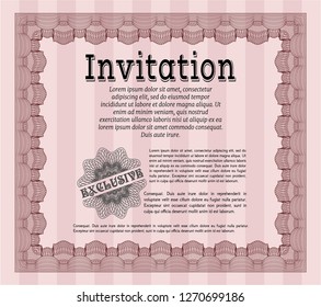 Red Vintage invitation. Customizable, Easy to edit and change colors. With background. Modern design. 