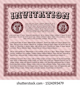 Red Vintage invitation. Customizable, Easy to edit and change colors. Printer friendly. Money style design. 