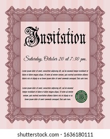 Red Vintage invitation. Customizable, Easy to edit and change colors. With background. Sophisticated design. 