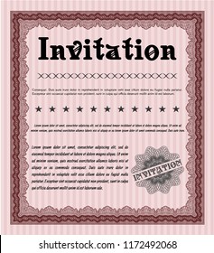 Red Vintage invitation. Detailed. With background. Excellent design. 
