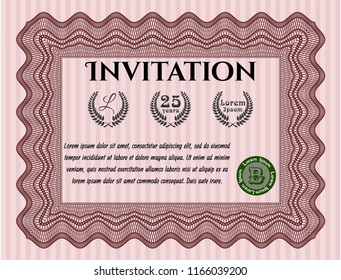 Red Vintage invitation. Detailed. Easy to print. Lovely design. 