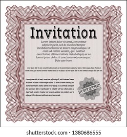 Red Vintage invitation. Easy to print. Nice design. Customizable, Easy to edit and change colors. 