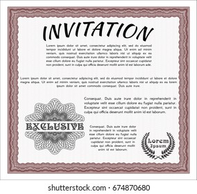 Red Vintage invitation. Easy to print. Vector illustration. Artistry design. 