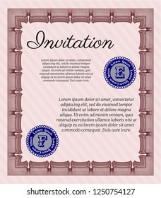 Red Vintage invitation. With great quality guilloche pattern. Perfect design. Customizable, Easy to edit and change colors. 