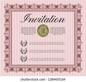 Red Vintage invitation. With great quality guilloche pattern. Money design. Customizable, Easy to edit and change colors. 