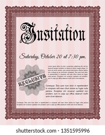 Red Vintage invitation. With great quality guilloche pattern. Customizable, Easy to edit and change colors. Lovely design. 