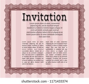 Red Vintage invitation. With guilloche pattern. Beauty design. Customizable, Easy to edit and change colors. 