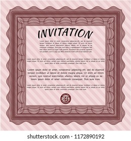 Red Vintage invitation. With guilloche pattern and background. Artistry design. Detailed. 