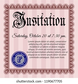Red Vintage invitation. With guilloche pattern. Customizable, Easy to edit and change colors. Money Pattern design. 