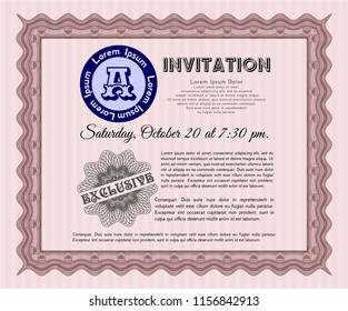 Red Vintage invitation. With linear background. Money design. Customizable, Easy to edit and change colors. 