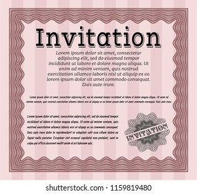 Red Vintage invitation. With linear background. Vector illustration. Perfect design. 