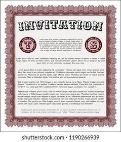 Red Vintage invitation. Modern design. With quality background. Detailed. 