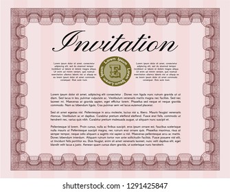 Red Vintage invitation. Modern design. Complex background. Customizable, Easy to edit and change colors. 