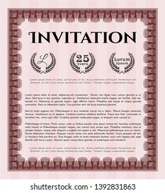 Red Vintage invitation. Money design. Vector illustration. With background. 