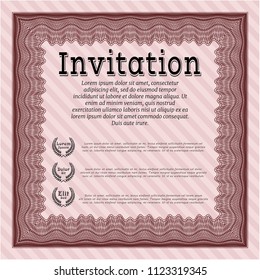 Red Vintage invitation. Money Pattern. Customizable, Easy to edit and change colors. With guilloche pattern. 