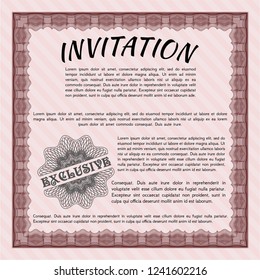 Red Vintage invitation. Money Pattern. Customizable, Easy to edit and change colors. Printer friendly. 