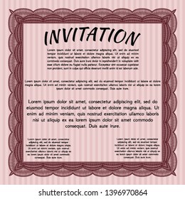 Red Vintage invitation. Money Pattern design. Detailed. Printer friendly. 