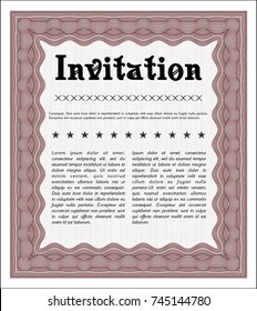 Red Vintage invitation. Money Pattern. With background. Customizable, Easy to edit and change colors. 