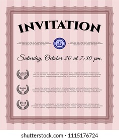  Red Vintage invitation. Money style design. Vector illustration. With background. 