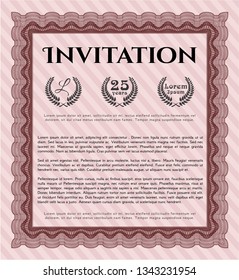 Red Vintage invitation. Perfect design. Customizable, Easy to edit and change colors. With background. 