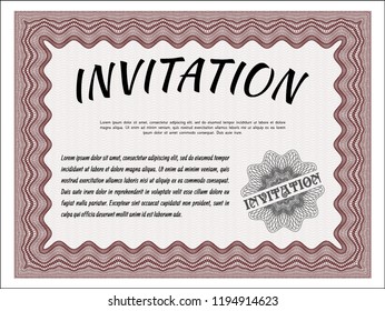 Red Vintage invitation. Printer friendly. Perfect design. Customizable, Easy to edit and change colors. 