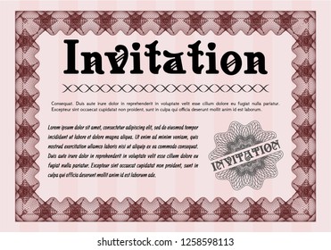 Red Vintage invitation. Printer friendly. Detailed. Nice design. 