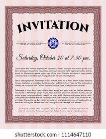 Red Vintage invitation. With quality background. Beauty design. Detailed. 
