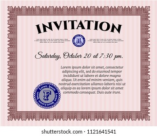 Red Vintage invitation. With quality background. Customizable, Easy to edit and change colors. Good design. 