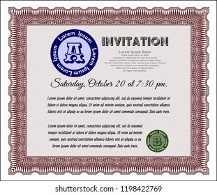 Red Vintage invitation. With quality background. Customizable, Easy to edit and change colors. Elegant design. 
