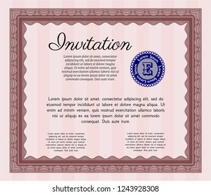 Red Vintage invitation. With quality background. Detailed. Sophisticated design. 